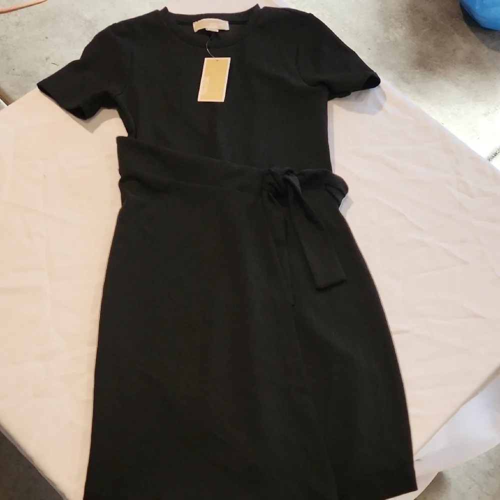 Michael Kors Black Tie-Waist Mini Dress